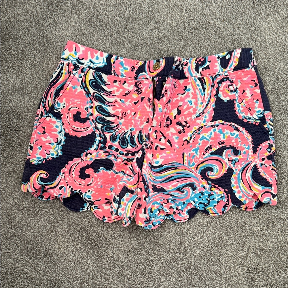 Lilly Pulitzer Pink and Navy High Waist Shorts